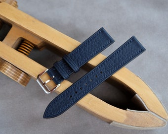 TOGO calf leather watch band, Dark blue watch band, 26mm 24mm 23mm 22mm 21mm 20mm 19mm 18mm 17mm 16mm 14mm ....