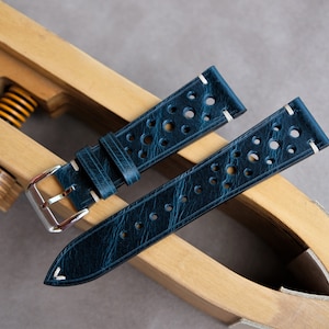 Calf leather watch strap, Dark blue watch band, Vintage watch band, handmade watch band, 26mm 24mm 23mm 22mm 21mm 20mm 19mm 18mm 16mm....