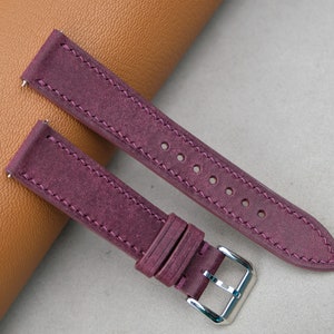 Pueblu Leather Watch Band, Violet Watch Band, Handmade Watch Band, 26mm 24mm 23mm 22mm 21mm 20mm 19mm 18mm 17mm 16mm 14mm