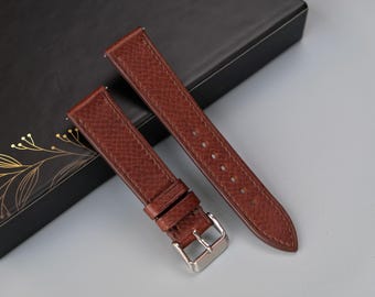 Handmade Brown Italian Leather Watch Strap - Custom Sizes From 26mm  to 12mm