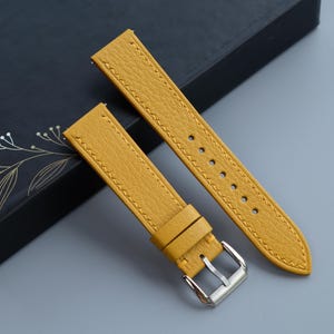 Handmade Yellow Goat Leather Watch Strap: Chevre Sully French Leather