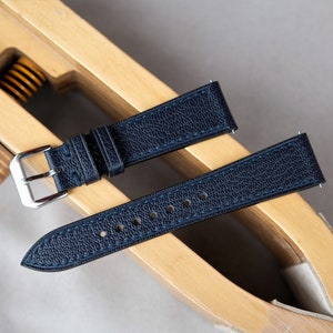 Watch band, French Alran leather watch band, dark blue watch band, 14mm 16mm 18mm 19mm 20mm 21mm 22mm 23mm 24mm 26mm