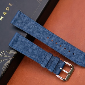 Epsom Leather Watch Strap, Blue Watch Strap, Handmade Watch Strap, Custom Watch Strap, 26mm 24mm 23mm 22mm 21mm 20mm 19mm 18mm 17mm 16mm