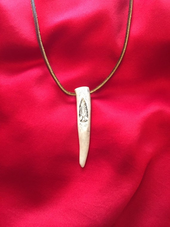 Deer Antler Scrimshaw Arrowhead Outdoorsman Necklace Etsy