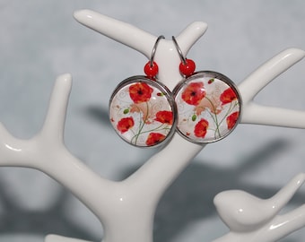 Boucles d'oreilles printanières, coquelicots