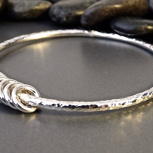 Sterling Silver Bangle, silver hoop and textured bracelet, handmade jewellery. Tundra Jewellers.