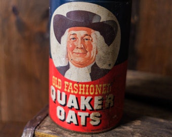 Vintage Quaker Oats Oatmeal Tin Kitchen Decor 1982