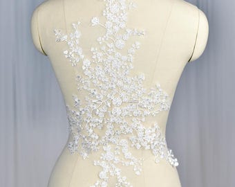 High Quality Floral Alencon Lace Appliques Venice Embroidered Wedding Lace Appliques Venise Appliques Bridal Dress Patches Off-white LL430