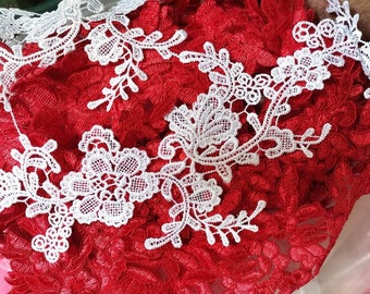 Broderie Appliqués en Dentelle Fleuris Appliqués de Collier Patches de Robe Embroidery Appliques Floral Lace Appliques Dress Patches LL491