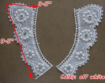 On sale beaded collar appliques,victorian collar,vintage style lace appliques with beads,V-necks,neckline applications