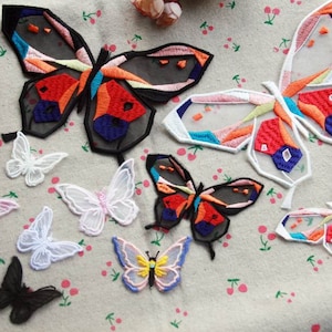 Good quality Embroidery Organza Butterfly Lace Appliques,3D Butterflies,double layers,Party Brooch Flowers,Hair Flowers,Sewing patches