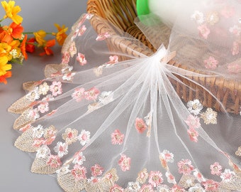 Colorful Embroidered Floral Venice Lace Trims Mesh Lace Trimmings 17cm 6.7&quot; by Yard HY-1162790B