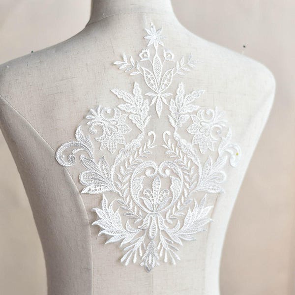 Blanc cassé Appliqués Victorien Robe Mariage Dentelle Appliqués à Coudre Venise Alençon Guipure Appliqués Alencon Lace Appliques LL436