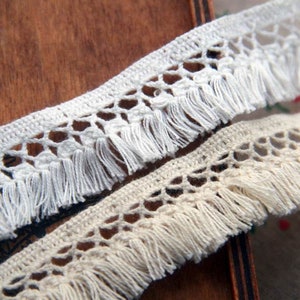 Beige/Off white color Cotton Fringe Tassels Fringe Lace Trims 2cm DIY fringe trimmings by Yard HYD3044