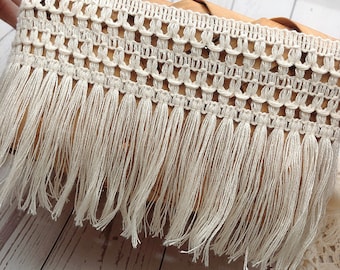 BEIGE Costume Tassel,Cotton Fringe Tassel,Lace Trim,Dress Tassel,12cm 4.7" Tassel Fringe Supplies x1yrd BYDC132