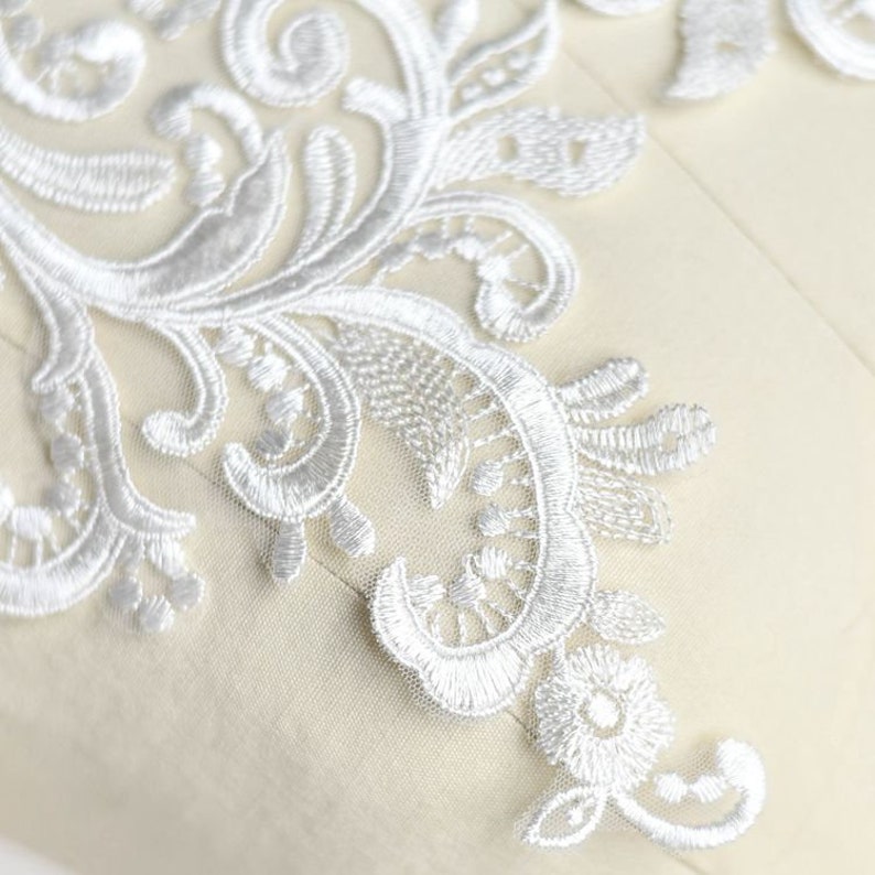 Pair White Embroidered Cotton Lace Appliques Guipure Appliques Etsy
