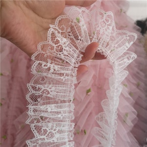 Elsa Floral Lace Trim Ruffle Sleeve Pleated Loose