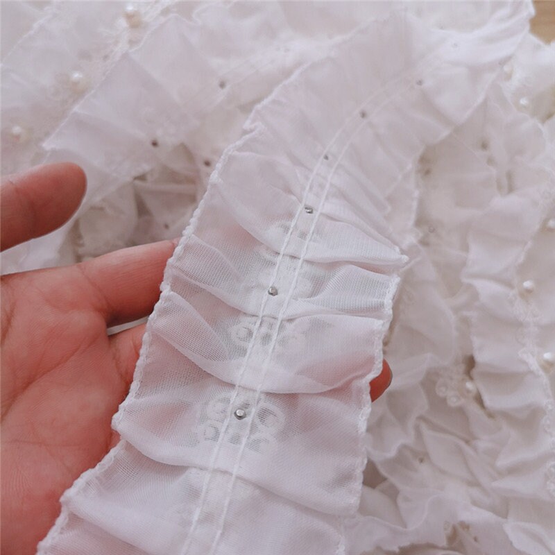 Double Edged Ruffles,beaded Knife Pleats Lace Trims,necklines Pleated ...