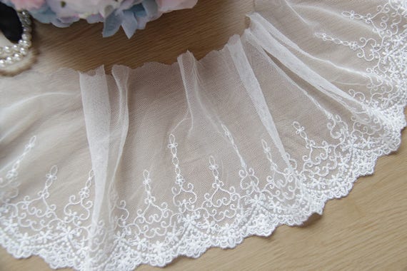 2 Yards White Lace Trim Edge Fringe Tassel for Wedding Dress Decoration 21cm