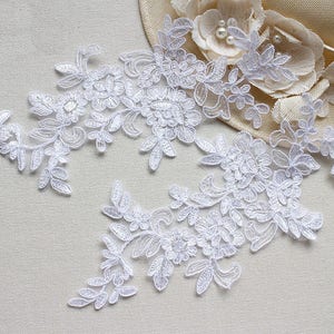 Appliqués en Dentelle DIY Venise Appliqués Alençon Guipure Appliqués Patch à Coudre Robe de Mariage Alencon Lace Appliques Patches LL179W White /Blanc