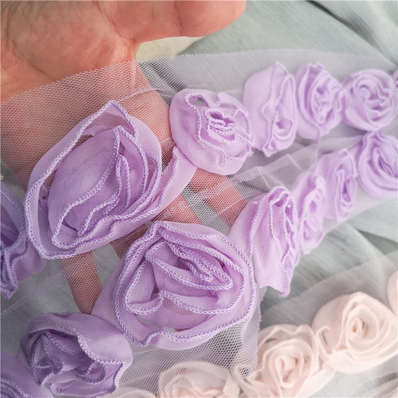 Quality 3D Rose Lace Trims Chiffon Flower Edging Trims Notion | Etsy