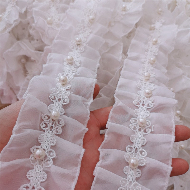 Double Edged Ruffles,beaded Knife Pleats Lace Trims,necklines Pleated ...