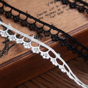 2yrd Bulk sale Costume Lace Trims Embroidered Lace Trims Guipure Lace 1cm 0.4&quot; Broderie Anglaise Black Off-white Pink LXGB81