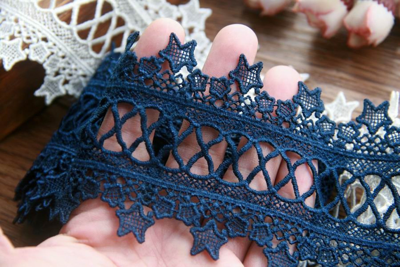 Embroidery Stars Lace Trims Double Edge Insertion Lace Trim Etsy