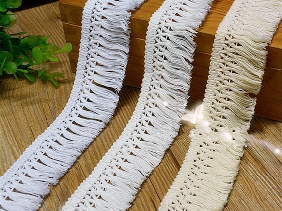 Healifty 1 rollo de flecos de encaje de flecos de algodón con borlas de  tela de flecos de encaje para bricolaje adorno de encaje para coser cinta  de