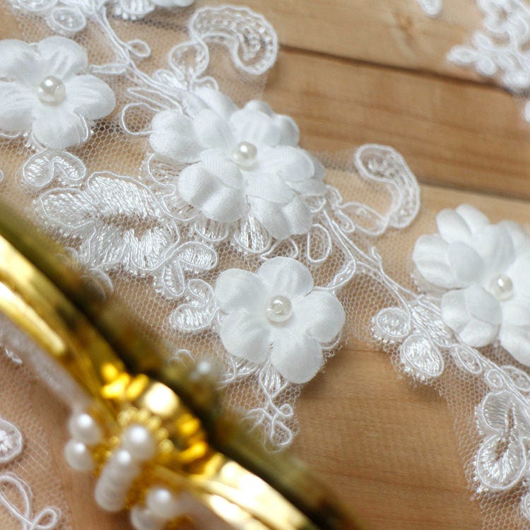 Off White Bridal Alencon Lace Appliques Delicate Beaded | Etsy