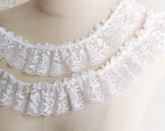 Soft elastic lace trim bands,off white color,Single edged eslatic lace ribbons,lace top elastic bands,double edged lace trim x1 yard BYDC085