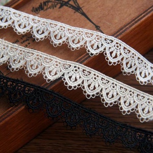 Rubans Galons dentelle broderie 1.5cm Noir Blanc cassé Embroidery Victorian lace trims ribbons fabric trims supplies LXG980