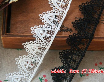 5yrd Baptême Croix Rubans Galons Dentelles Brodée Dentelle Guipure Robe de Couture 3cm 1.2" Blanc Cassé Noir Cross baptismal Lace Trim