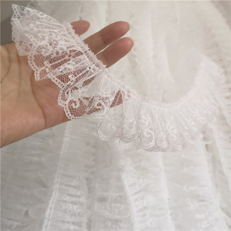 White Ruffle Edge Off White Lace Ruffle,pleat Trims,pleated Edge Trimming,doll Edging ...