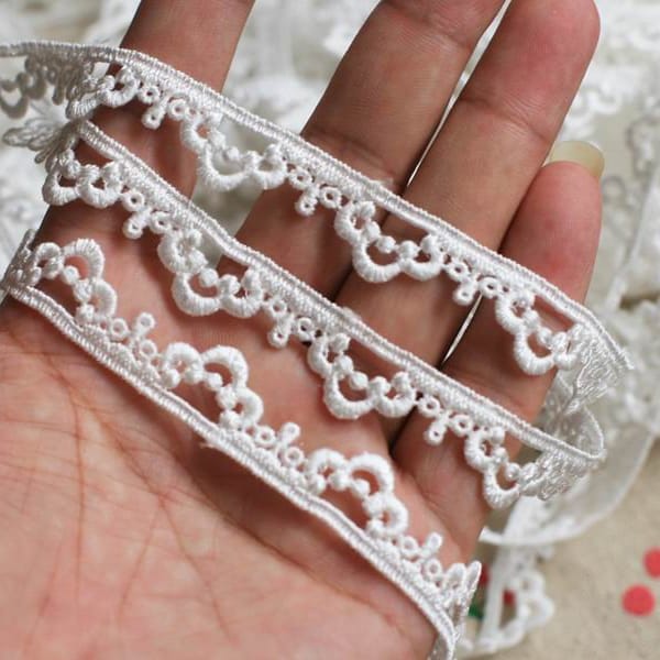 Embroidered Guipure Lace Trims,Bracelets Necklace Bobbin Lace Notion Ribbons 1.3cm 0.5" Costume Dress Lace Trimmings Bulk Sale LXGB47