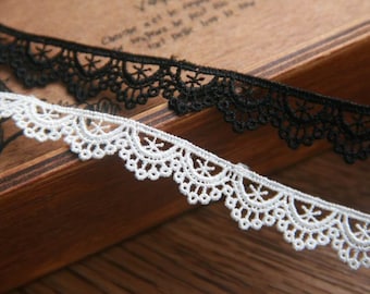 Guipure lace trims,Guipure trims,Edge trimmings,embroidery lace trims,lingerie ribbons,bracelet trim,1.4cm 0.5&quot; Off-white BLACK x1yrd LXGB60