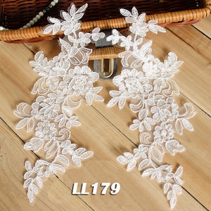 Apliques de encaje DIY, apliques de Venecia, apliques de guipur de Alencon, parche para coser vestido de novia, apliques de encaje de Alencon, parches LL179W