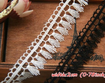 Guipure dentelle 2cm 0.8" Galons dentelle rubans broderie rubans déco Noir Blanc Cassé Embroidery lace trims edge trims fringe trims