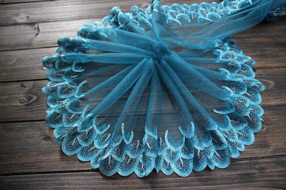 Sky Blue Peacock Embroidered Lace Trims Venice Costume Edging Trims Feather  Lace 20cm 7.8" Bridal Dress Wedding Gown Lace Trimmings HY006 - Etsy