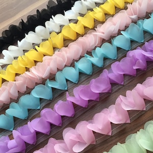 Rubans de feuilles galons dentelle mousseline ruban de décor 3.5cm 1.4" 11 couleurs Chiffon leaves lace trims ribbons x1m BYDC058