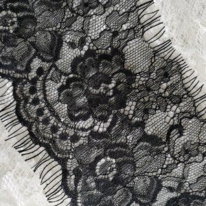 3 meters Embroidery Eyelash Lace Trim 9cm 3.5&quot; DIY Costume Lace Trims Fashion Dressing Lace Trims Wedding Veils Ribbons Black/Off white