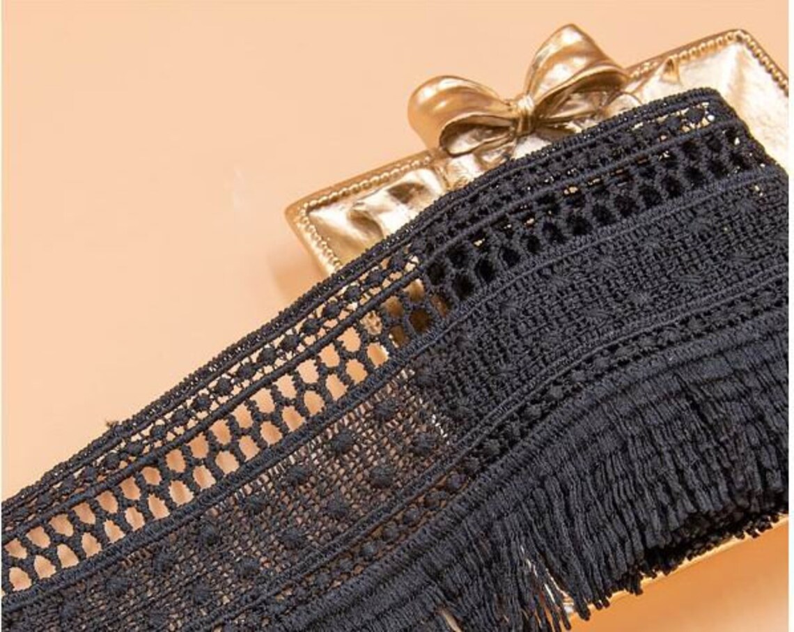 Embroidered Lace Fringe Lace Tassel Trims Venice Bobbin Etsy