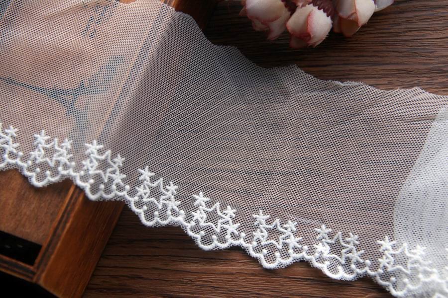 Black Off white embroidery stars lace trims celestial ribbons 8cm 3.1" costume trims clothing notions trims supplies x1yrd LXGB65
