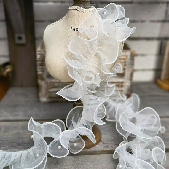 Nastro organza Bianco H 25 - Sconti per Fioristi e Aziende - Rotolo da mt. 25 bordo oro - San Michele di Ganzaria (Catania