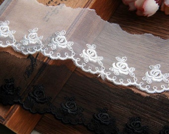 2yrd Embroidery Roses Trims,Floral Lace Trims,Venetian lace,Bridal Dress Trimmings,Venice Trims,Lace by the yard,5cm 1.9" Off-white LXGC22