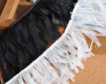 Blanc/Noir Galons Glands,Rubans en Tulle,galons frange,Costume Dentelle Broderie Dentelle 10cm 3.9" Fringes Tassel Lace Trim HB15070202