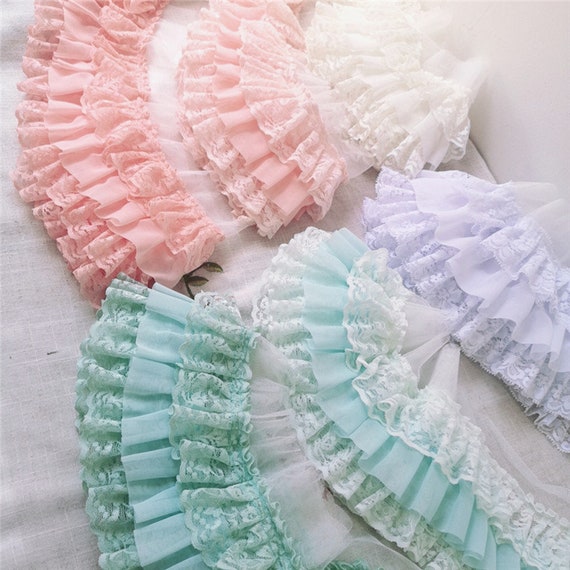 Tulle Pleated Ruffle Trim 10 cm Wide - Sold by the Yard