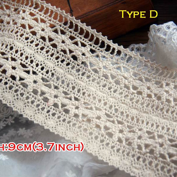 Beige color Cotton Lace Trims,double edged,Vintage style,guipure lace rimmings by Yard SR0401