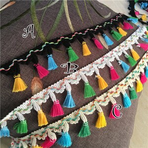 Frange Galons Glands dentelle rubans ethnique tressé 4.5cm 1.8 Braided ethnic tassel fringe ribbons lace trims x1yrd BYDC075 image 2