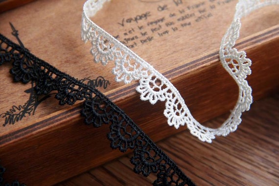 lace trimmings for dresses Cotton Lace Trim 10 Yard Ivory Flower Water Soluble Ribbon Edge Dress Clothes Cuff Neckline Sewing Fabric 1019175M4F300